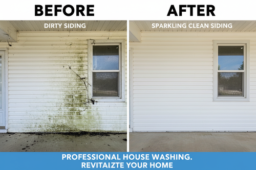 Before and after house wash